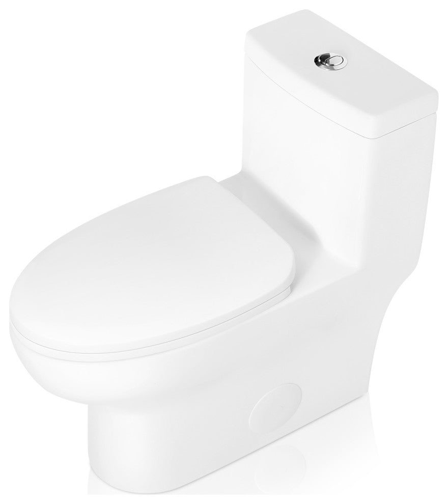 Sinber 28" One Piece Bathroom Toilet with Cotton White Finish and and Dual Flush