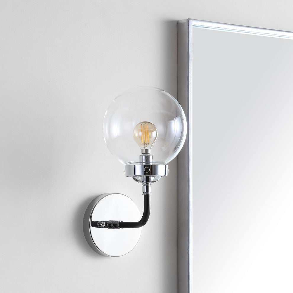 Caleb 1-Light Brass Wall Sconce, Chrome / Black, 1 - Light(s)
