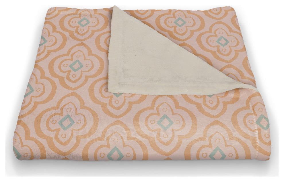 Orange Quatre on Pink 50x60 Coral Fleece Blanket