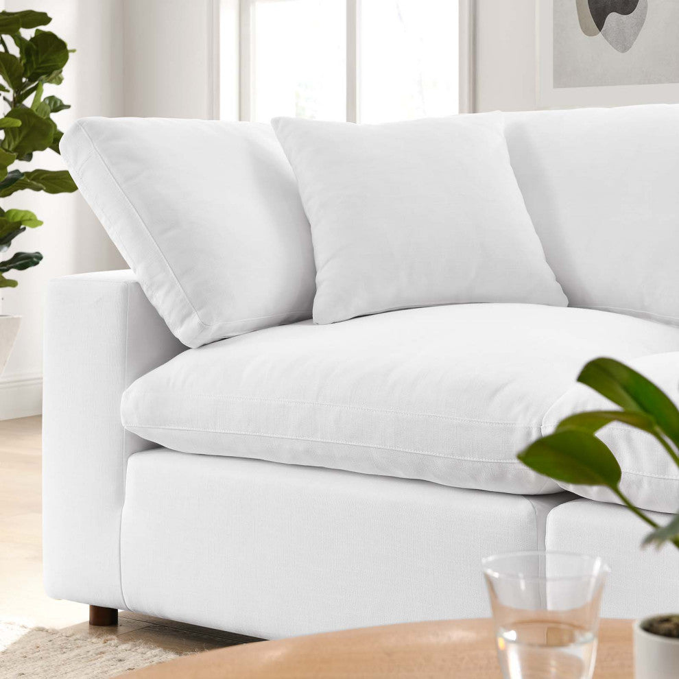 Commix Down Filled Overstuffed 2-Piece Sectional Sofa Set, Pure White