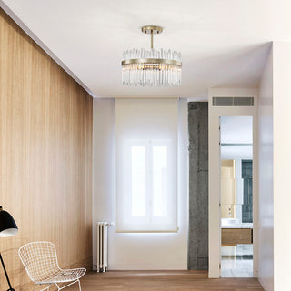 Eva Brushed Silver-ish Champagne Clear Glass Bars Flush Mount