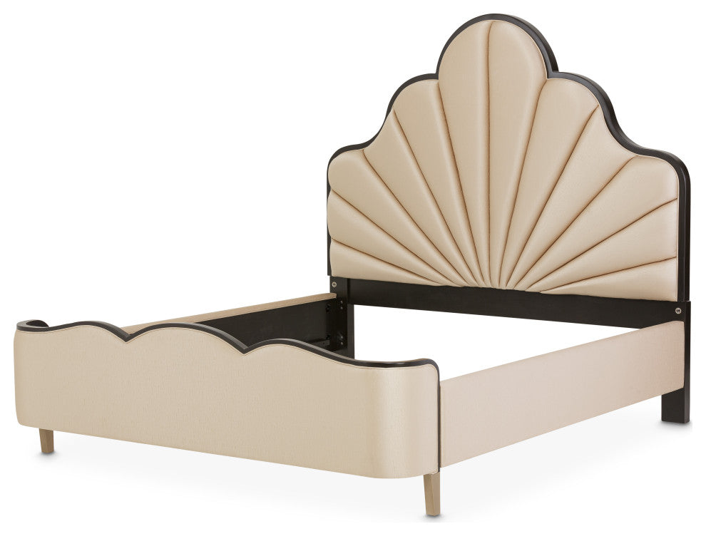 Malibu Crest Eastern King Scalloped Panel Bed - Dark Espresso