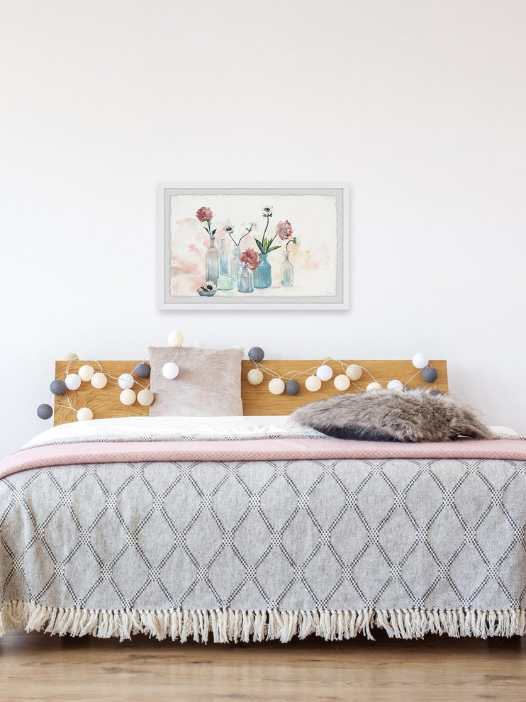 "Blooms and Bottles" Framed Painting Print, 24"x16"