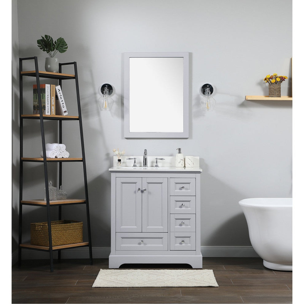 Elegant VF15532GR-BS 32"Single Bathroom Vanity, Gray With Backsplash