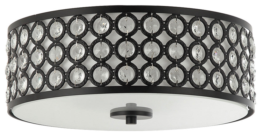 3-Light 14 in Modern LED Flush Mount Light With Crystal