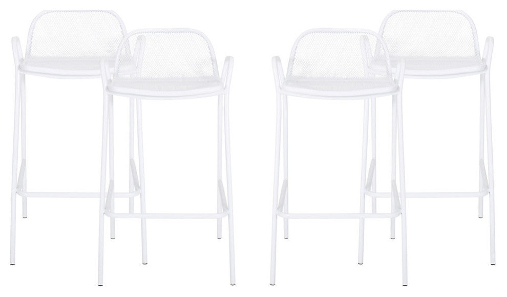 Lisa Modern Iron Barstool, Set of 4, Matte White