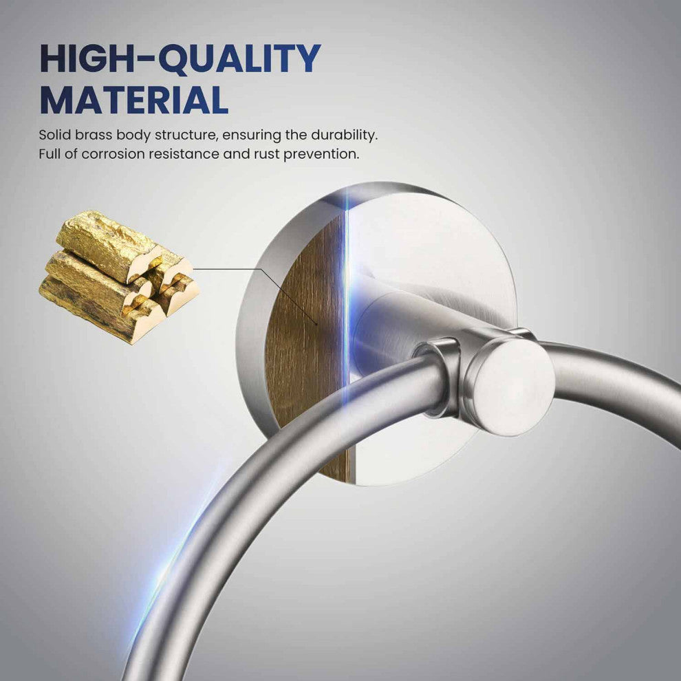 Circular Bathroom Towel Ring, Brushed Nickel