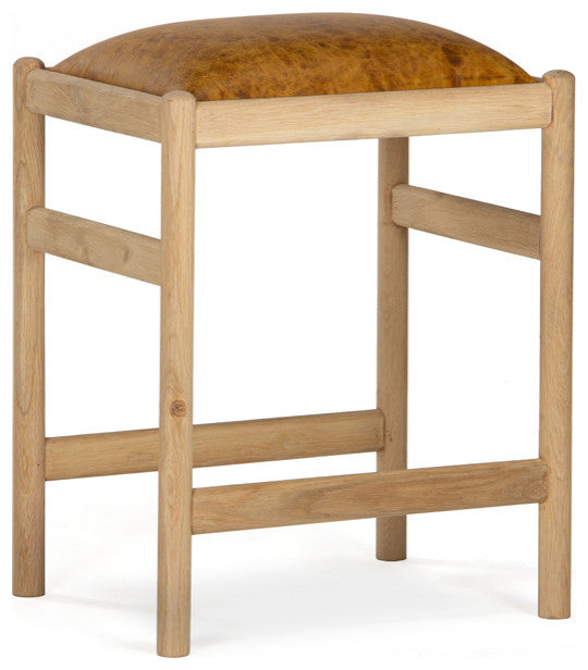 Dove Oak Leather Counter Stool - Caramel