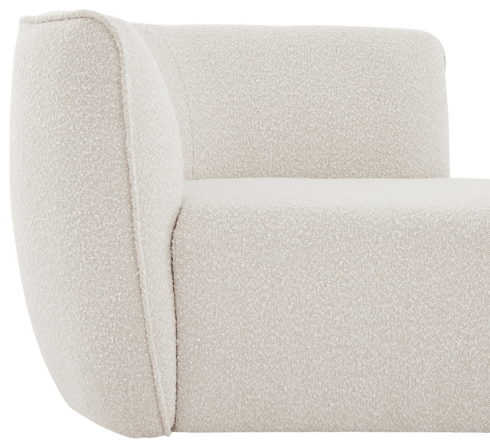 Hilton Boucle Fabric Upholstered Chaise Lounge, Cream