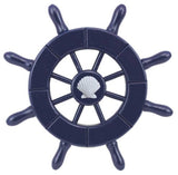 Dark Blue Decorative Ship Wheel With Seashell 6'', Boat Steering Wheel