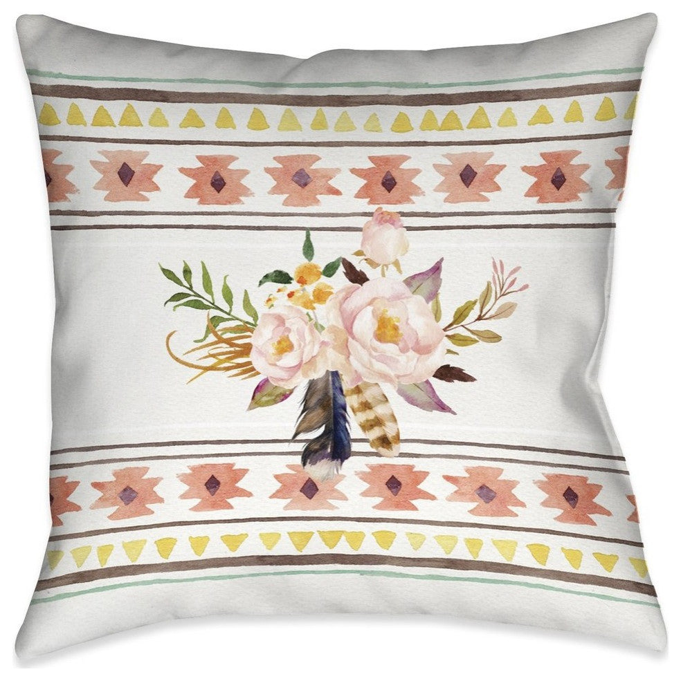 Laural Home Tribal Flower Pattern 18" X 18" Indoor Decorative Pillow