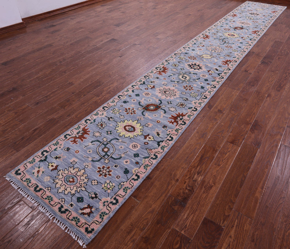 Runner Turkish Oushak Handmade Wool Rug 2' 8" X 18' 5" - Q15508