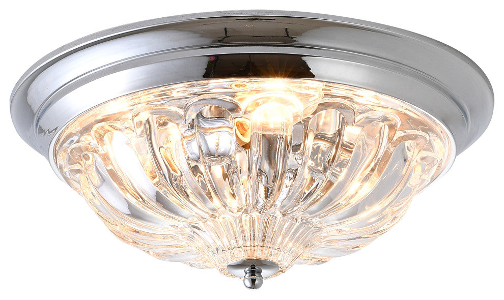 Flush Mount With Clear Glass Cover, Chrome