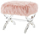 Enzo Faux Fur Acrylic X-Leg Ottoman, Rose