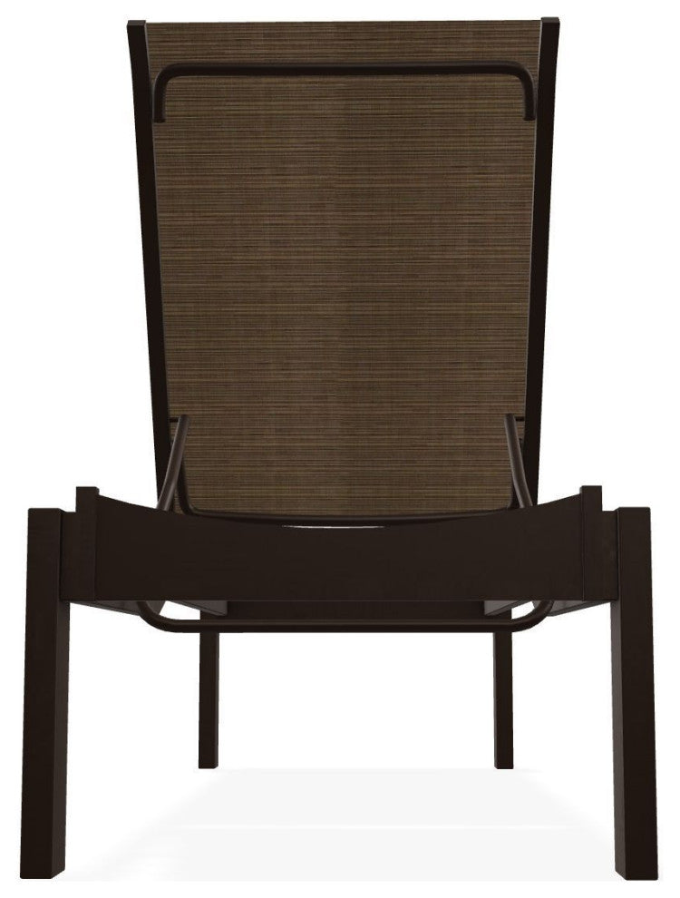 Leeward Sling Stackable Outdoor Chaise Lounge, Bark/Kona