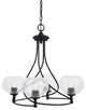 Capri 4-Light Chandelier, Matte Black/Clear Bubble