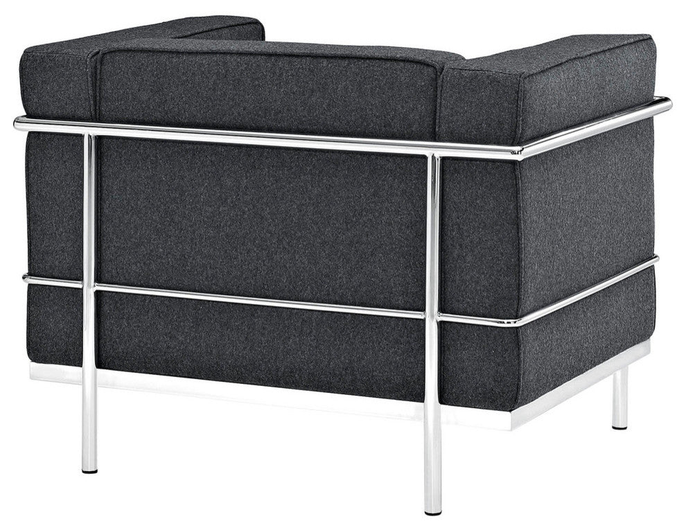 Modern Contemporary Living Room Wool Armchair Dark Gray