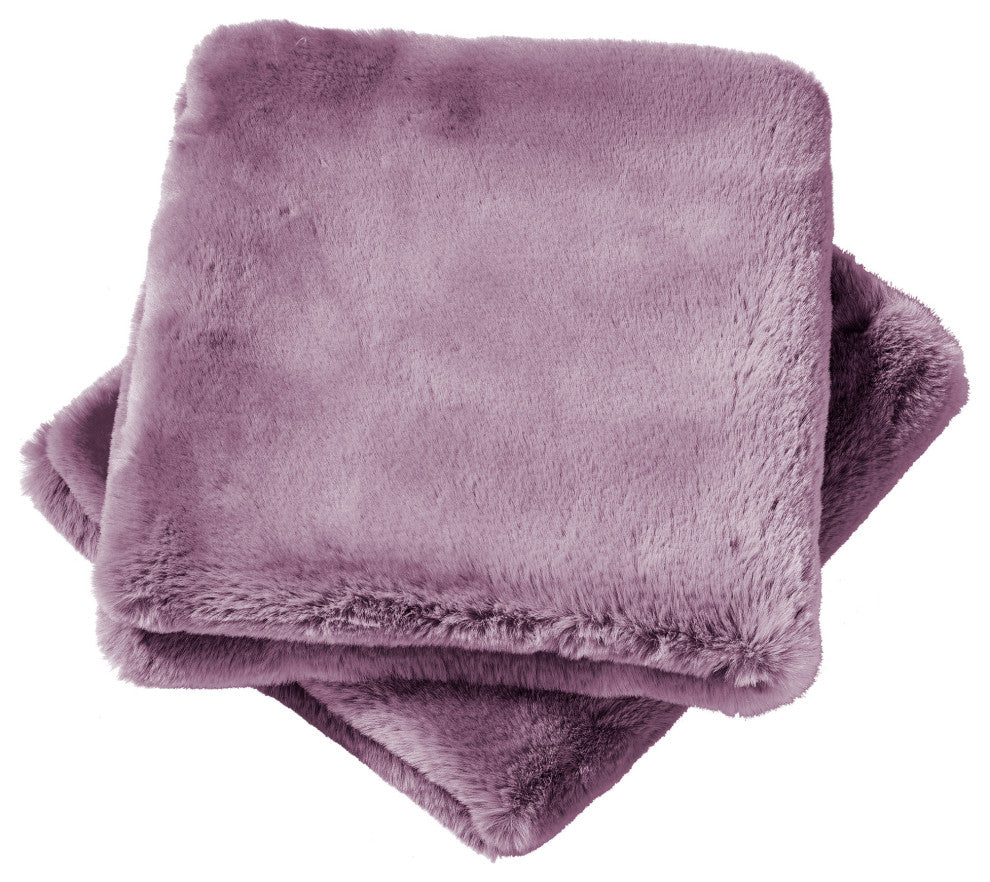 Heavy Faux Fur Throw Pillow Covers 2pcs Set, Wood Rose, 14''x26''