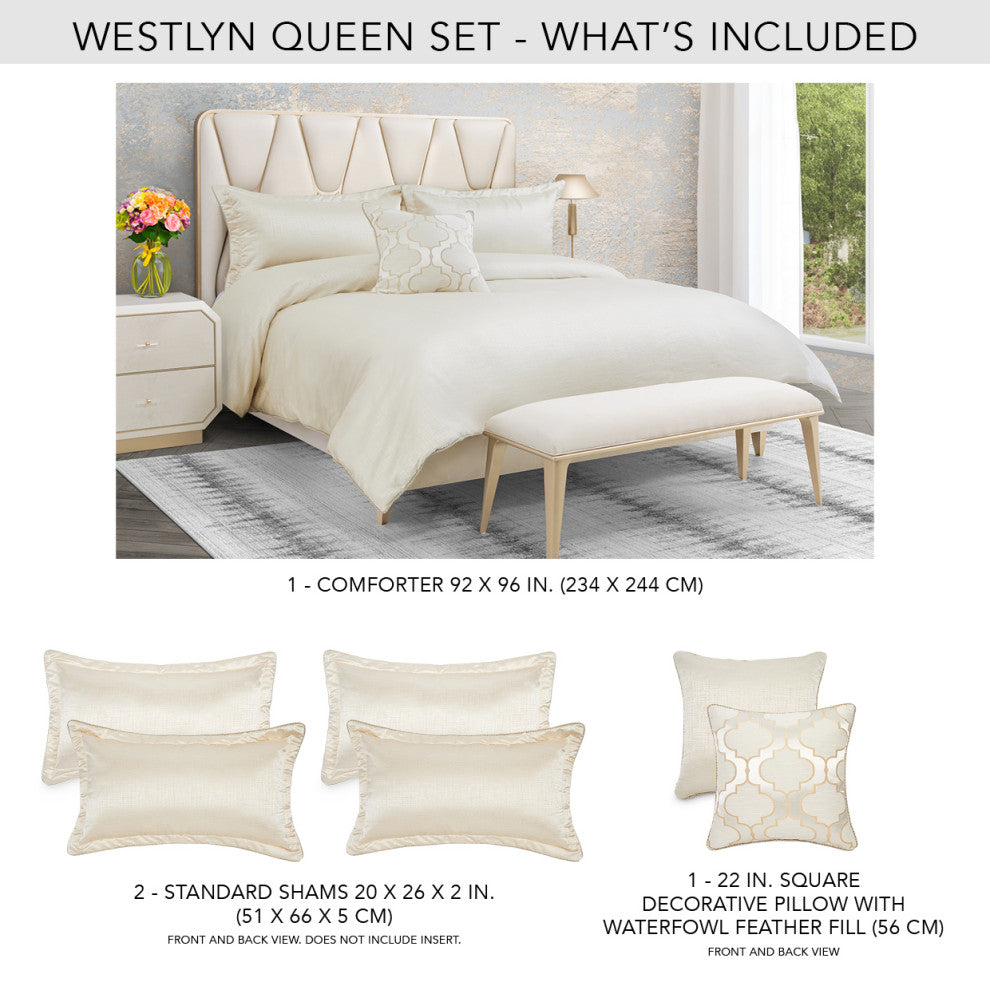 Westlyn 4-Piece Queen Comforter Set Ivory
