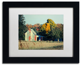 PIPA Fine Art 'Patriotic Barn in Field' Matted Framed Art, 14x11