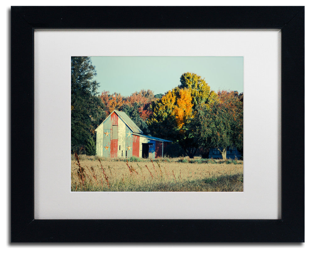 PIPA Fine Art 'Patriotic Barn in Field' Matted Framed Art, 14x11