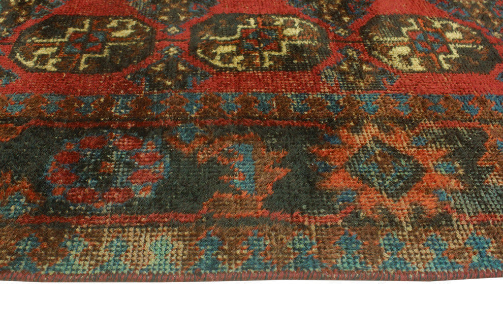 Vintage Distressed Reina Red/Charcoal Runner, 3'1x11'3