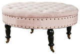 Textured Velvet Round Coffee Table, Softpink, 34''x34''x17''