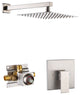 CASAINC 10" Wall Mounted Square Single Shower Head System Set, Brushed Nickel