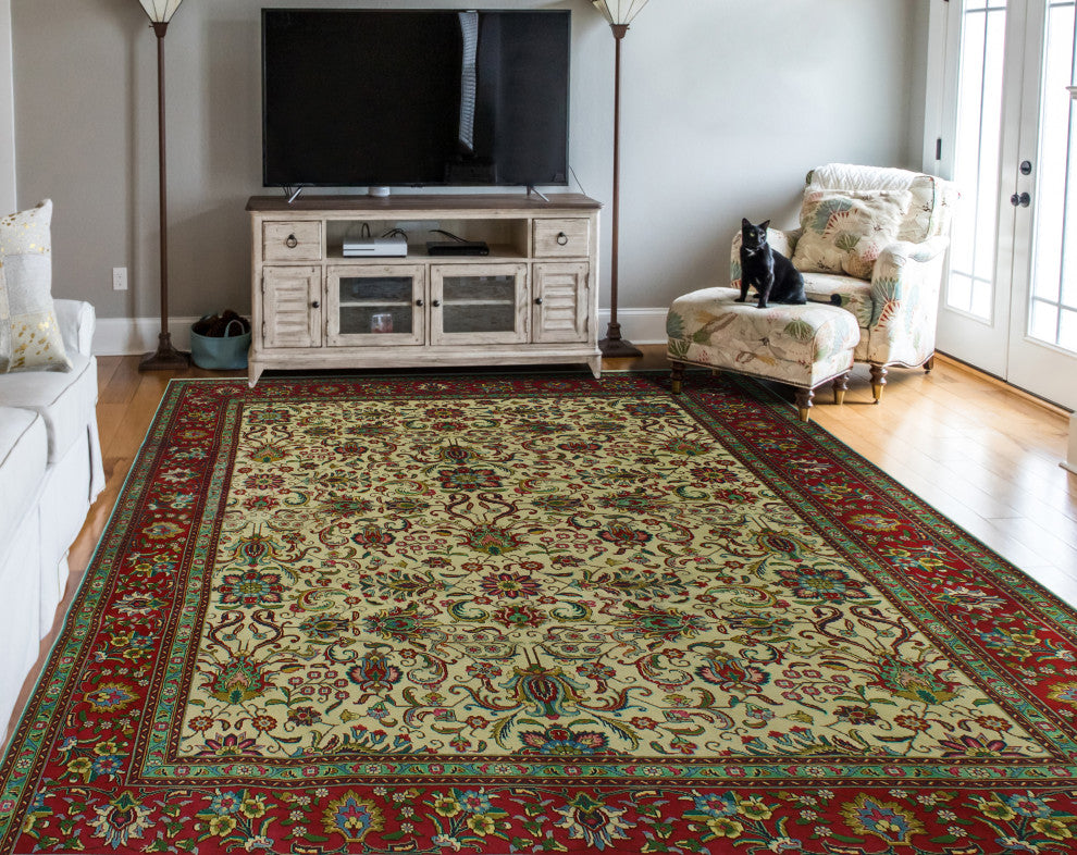 Semi Antique Martin Ivory/Red Rug, 9'7x13'0