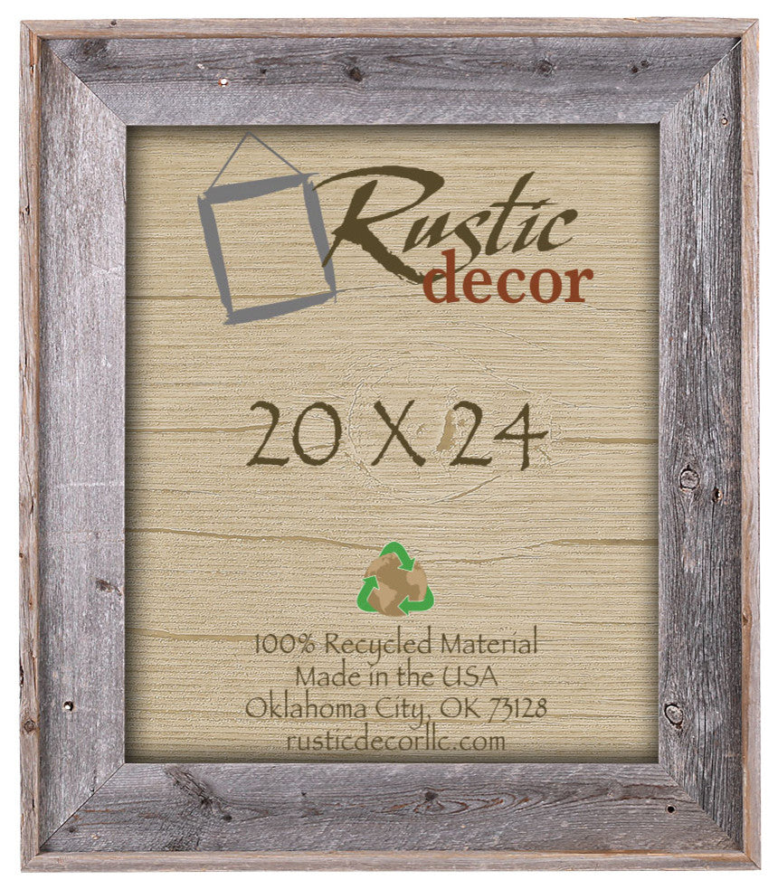 Enid Premium Reclaimed Rustic Barn Wood Wall Frame, 20"x24"