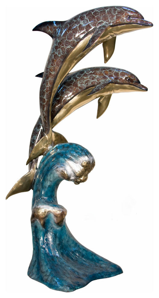 2 Dolphins Fountain 88" Special Patina