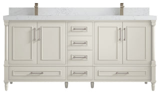 Aberdeen 72" Double Sink Bath Vanity, Alabaster 2" Empira Quartz