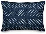 White and Navy Modern Chevron 14x20 Lumbar Pillow