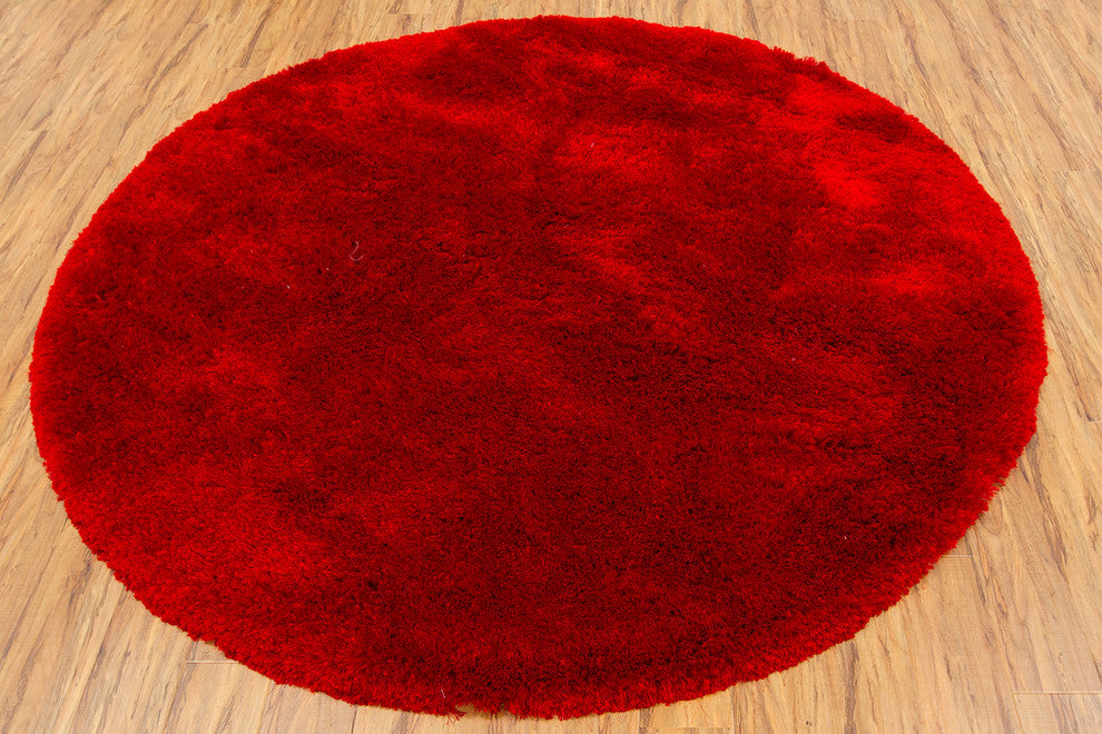 Naya Contemporary Area Rug, Red, 7'9" Round