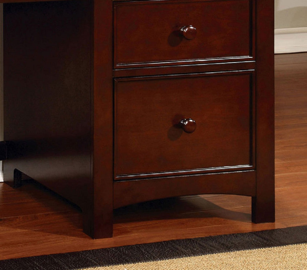 Wooden Desk With 4 Drawers, Cherry Finish
