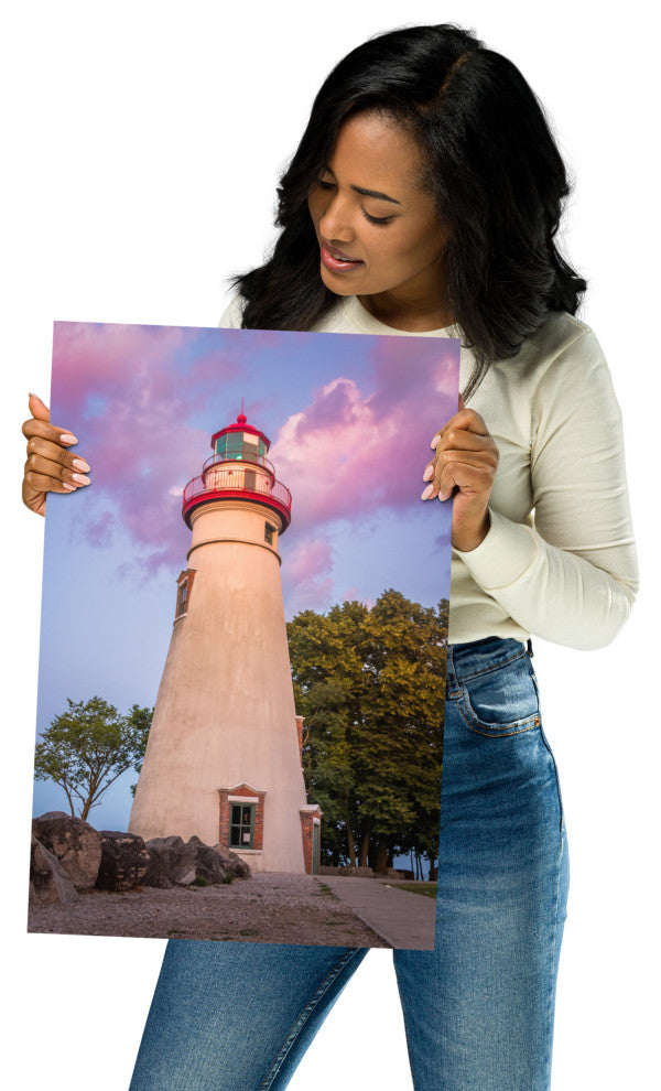 Marblehead Lighthouse at Sunset Coastal Landscape Unframed Wall Art Prints, 12" X 18"