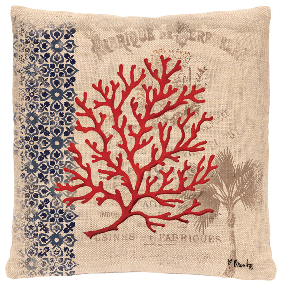 Coral Coast 18"x18" Palm Tree Pillow Cover, Natural