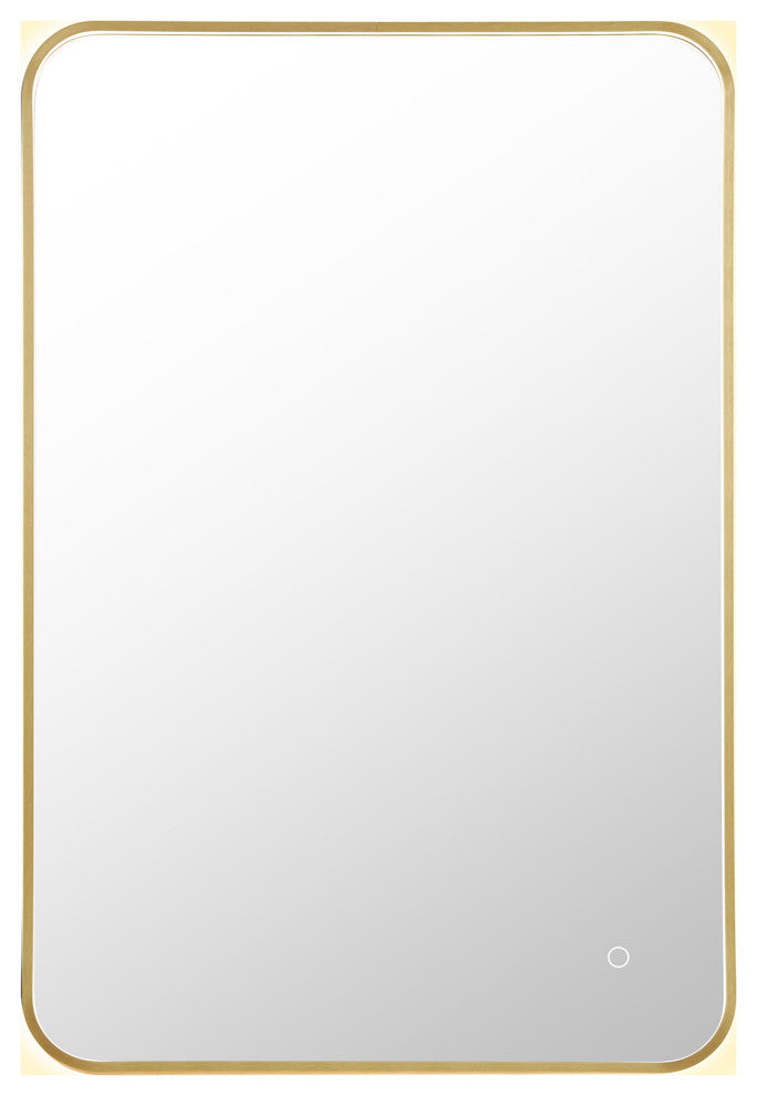 Dazzle Rectangular Bathroom/Vanity LED Lighted Wall Mirror, Brushed Gold, 24"