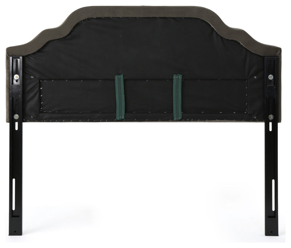 GDF Studio Falcon Tufted New Velvet Queen/Full Headboard, Gray