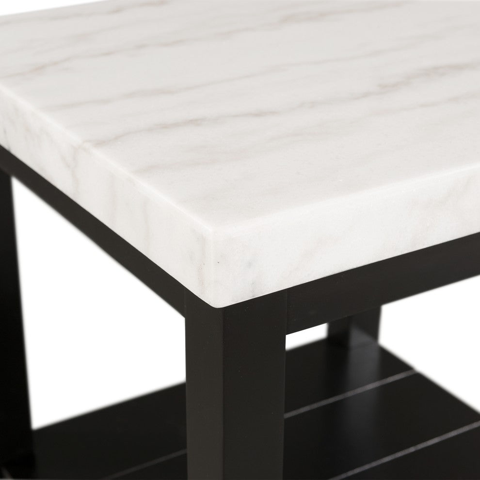 Picket House Evie White Marble Square End Table