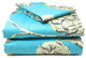 Pattern Flat Sheets, Aqua Floral Butterfly, Twin