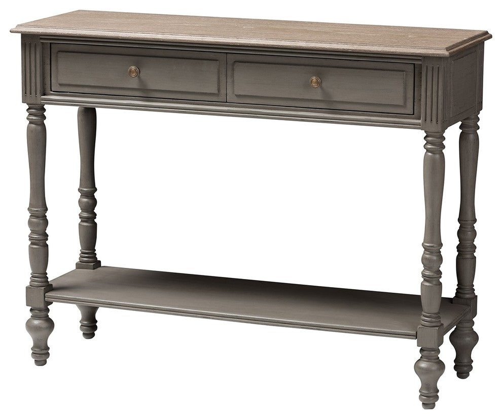 Noemie Country Cottage Farmhouse Brown 2-Drawer Console Table
