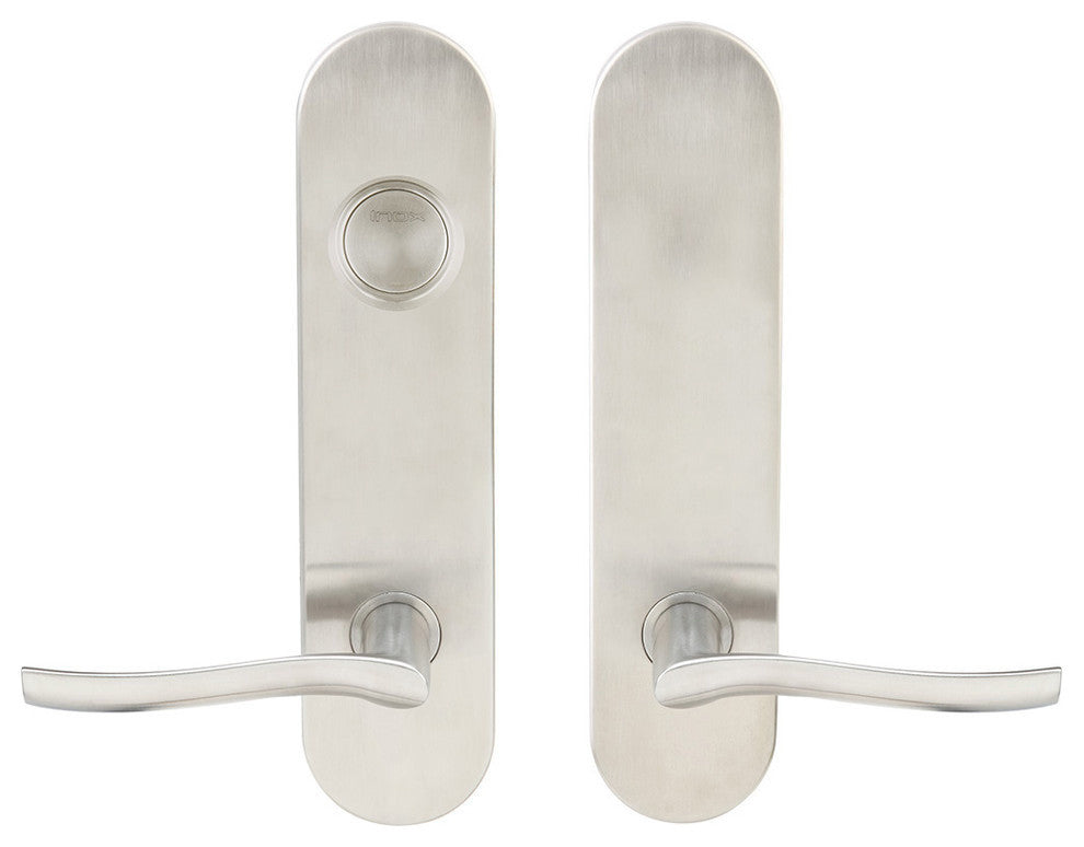 Waterfall Lever, Tubular Dummy Entry With Dummy Cylinder, Satin Stainless Steel