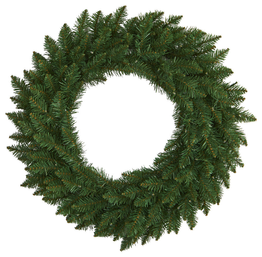 24" Green Pine Artificial Christmas Wreath With 35 Clear LED Lights