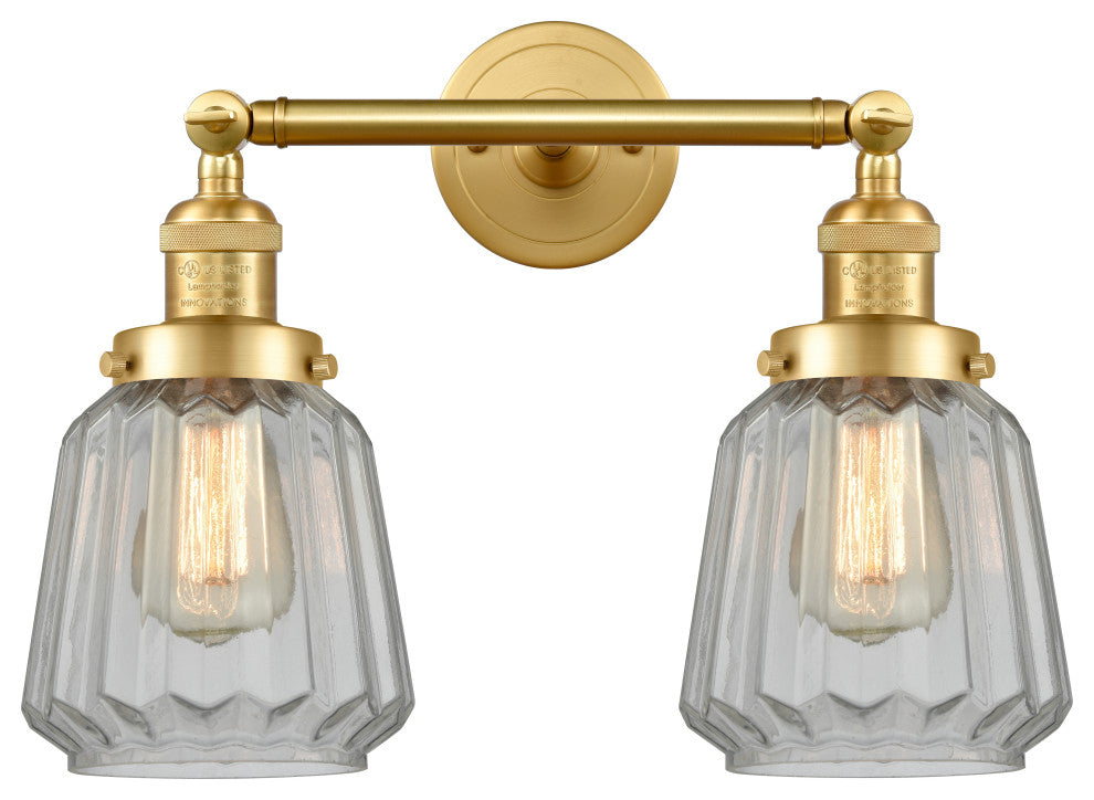 Chatham 2 Light Bath Vanity Light, Satin Gold, Clear
