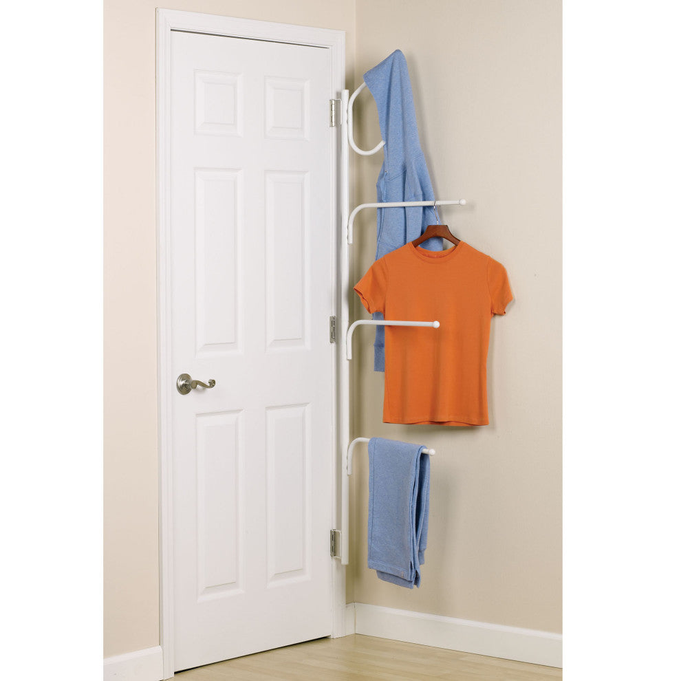 H12101 Hinge It Towel Bars, Hook Valet, 3 Towel Bars, Hook ALL-IN-ONE, White