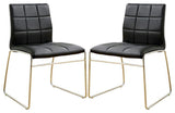 Set of 2 Leatherette Upholstered Side Chair, Black