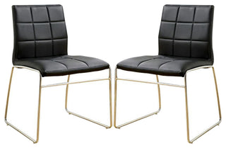 Set of 2 Leatherette Upholstered Side Chair, Black