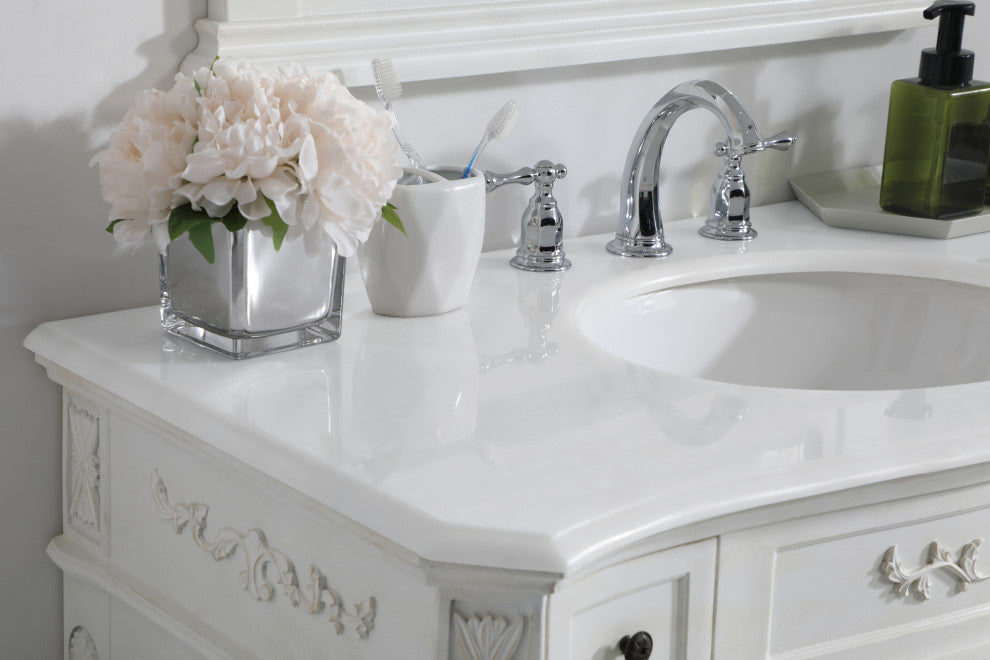 Bathroom Vanity, Antique White, 42", Single Sink