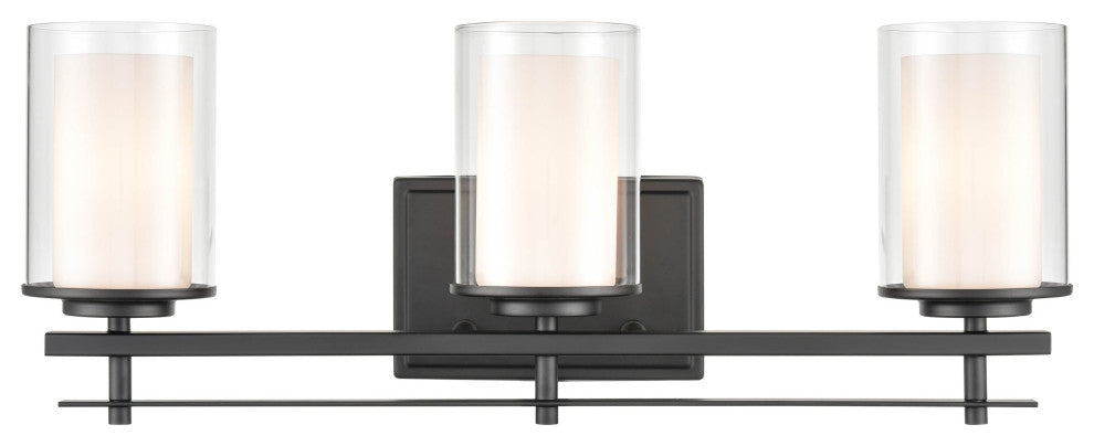 Huderson Collection 3-Light 23" Matte Black Bathroom Vanity Light
